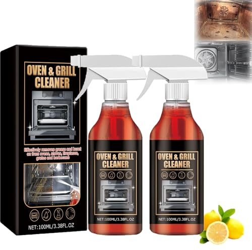 Oven Cleaner Heavy Duty, Oven and Grill Cleaner Spray, Oven Cleaner Kit, Heavy Duty Ovens Cleaner and Degreaser, Kitchen and Ovens Cleaners, for Ovens, Barbecues, Grills, Racks and Trays (2pcs)