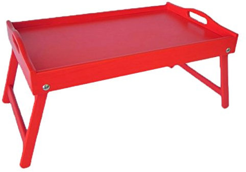 Bandeja de cama - Bandeja de madera para el desayuno. Tiene las patas plegadas. (color rojo)