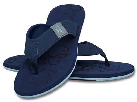 MADSea Damen Zehenstegpantolette Beach Woman | Zehentrenner Flip Flop Thong Sandale Badelatschen | Sommer Strand, dunkelblau/hellblau, 36 EU