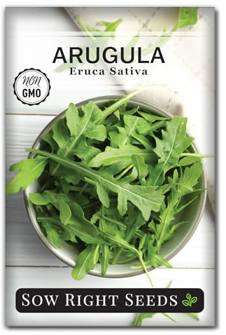 Sow Right Seeds - Arugula Seeds for Planting - Non-GMO Heirloom Seeds with Instructions to Plant a Home Vegetable Garden - Indoors, Hydroponics or Outdoors - Salad Greens - Grow Kitchen Herbs (1)
