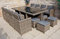 PolyRattan - Deutscher Hersteller - 10 Jahre GARANTIE auf UV-Beständigkeit - Gartenmöbel Essgruppe Tisch 8 Stuhl Hocker Polster Rostfrei Aluminium Dining Lounge Naturfarben Grau Schwarz