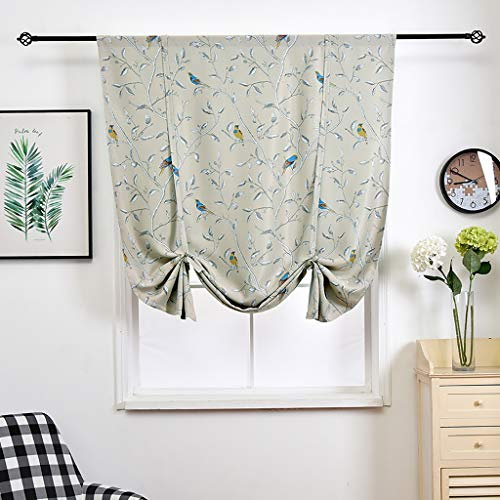 SIMPVALE - Tenda avvolgibile oscurante con motivo floreale, con stampa floreale, con tasca per asta, per camera da letto, soggiorno, cucina, 60 x 140 cm, colore: marrone chiaro