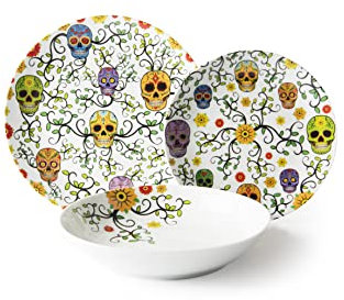 Excelsa Calavera Tellerservice 18 Stück, Porzellan Weiß