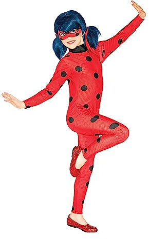 Rubie's 300134 3-4 Offizielles Wundervolles Marienkäfer-Kostüm und Augenmaske, Superhelden Halloween