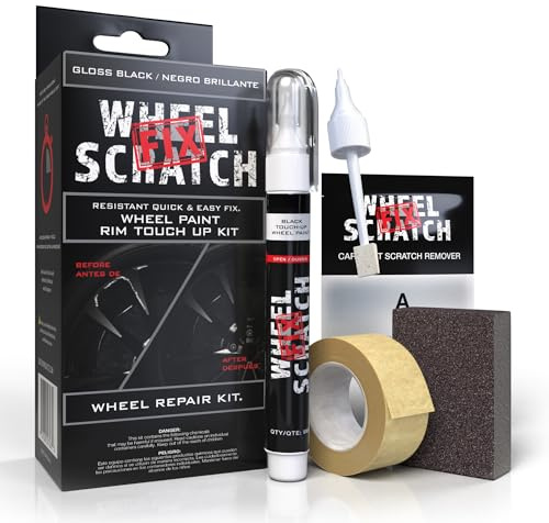 Wheel Scratch Fix | Kit de retoque de ruedas rápido y fácil, pintura de llanta, lápiz de pintura, kit de reparación de ruedas (negro (brillante))