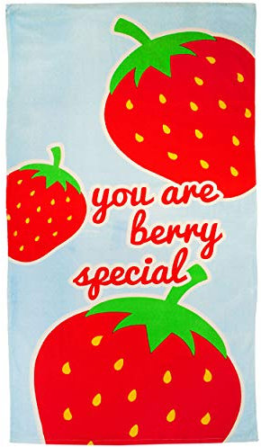 alles-meine.de GmbH Badetuch/Strandtuch - Erdbeeren - 80 cm * 160 cm - Frottee/Velours - 100% Baumwolle - Handtuch - 80x160 - für Erwachsene & Kinder - Badehandtuch - Kinder..