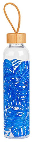 CAMBRIDGE CM06992 Rainforest Gourde Réutilisable en Verre Borosilicate, Bouteille d'Eau, 750ml, Bouchon Antifuites - Parfaite pour les Voyages, le Bureau et le Gym Forêt Tropicale