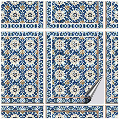 FoLIESEN Fliesenaufkleber für Bad, Küche, Badezimmer - Fliesen-Folie selbstklebend - Orientalische Azulejos -16 Klebefliesen, .:20x25 cm / 16-tlg. Set