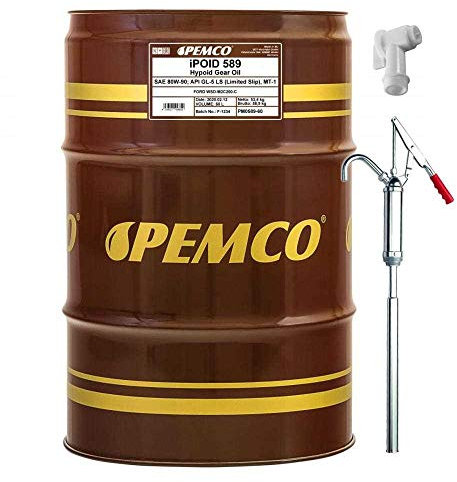 60 Liter PEMCO Getriebeöl iPOID 589 80W-90 Gear Oil Öl inkl. Auslaufhahn und Handpumpe SAE API GL-5 LS MT-1 WSD-M2C200-C