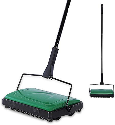 Yocada Teppichkehrer Reiniger für Zuhause, Büro, niedrige Teppiche, Teppiche, Unterwolle, Tierhaare, Staubreste, Papier, Kleiner Müll, Reinigung mit Einer Bürste, Grün