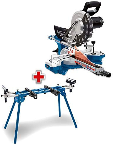 Scheppach HM254 Kappzugsäge mit Softstart & Laser - 2000W Leistung |Ø 255mm Sägeblatt | Schnittbreite/höhe: 340mm x 90mm | inkl. 2. Sägeblatt (HM254 + UMF1600)