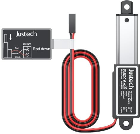 Justech 30mm Actuador Lineal Motor DC 12V 30N Motor de Actuador Lineal Aleación de Aluminio para Ajustar las Antenas de Televisión, la Silla de Cubierta, Ventanas y Otras Aplicaciones