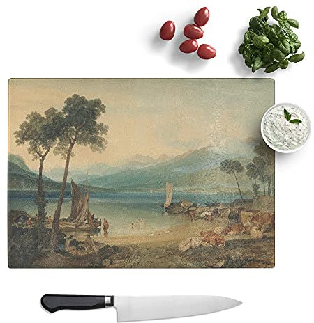 Lake Geneva by Joseph Mallord William Turner - Textured Chopping Board - Worktop Saver - Cutting Board - Heat Resistant, Shatterproof and Hygenic - 39 x 28.5 cm