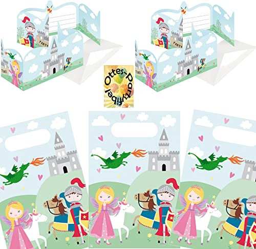 HHO Ritter-Knight-Party-Set Erweiterung für 8 Gäste Einladungen und Mitgebseltüten