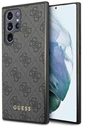 Guess GUHCS22LG4GFGR Hülle für S22 Ultra S908 grau 4G Metal Gold Logo