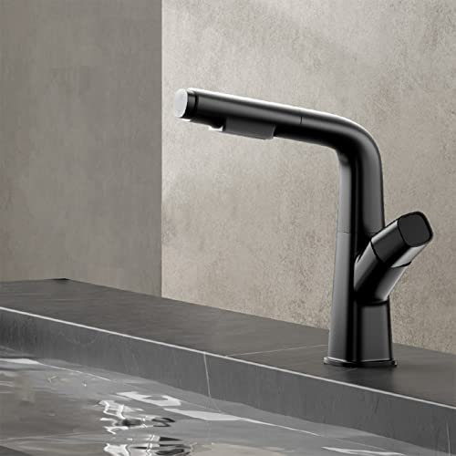 YYDSA Waschtischmischbatterie Mit 2 Strahlarten, Ausziehbare Dusche, Waschtischarmatur, Waschtischbatterie Aus Messing, Einhebelmischer, Einloch-Schwenk-Waschtischbatterie,E