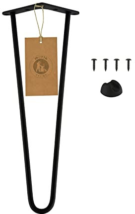 Moria Hairpin Leg 1 Stück | Möbelfüße, Tischbeine von 10 bis 80 cm | für Schrank, Hocker, Nachttisch, Couchtisch | Tischfüße mit Bodenschoner und Schrauben | 48 cm - 2 Streben (Metall, Schwarz)