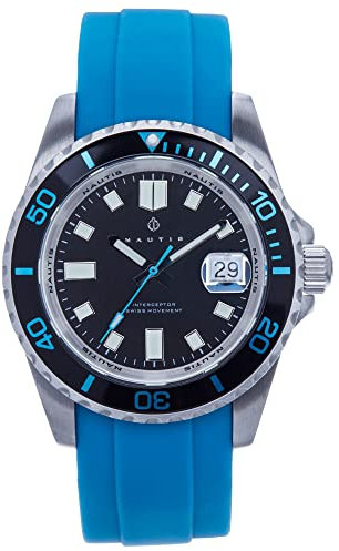 NAUTIS Interceptor Quartz Light Blue Silver Men's Watch with Date 19161G-A