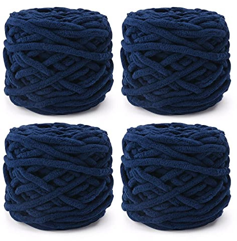 Strickwolle, 4 x 100 g, mehrfarbiges Strickgarn zum Häkeln, weiches, klobiges Garn für Garnprojekte, Plüschbälle, handgefertigte Taschen, Pullover, Schuhe, Mützen, Pullover, Decken, Schals