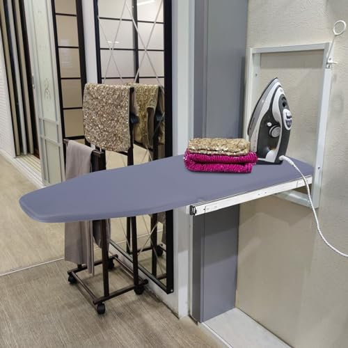 Faltbar Bügelbrett Bügeltisch Ärmelbrett Ausziehbare Push &Pull Bügelablage Grau
