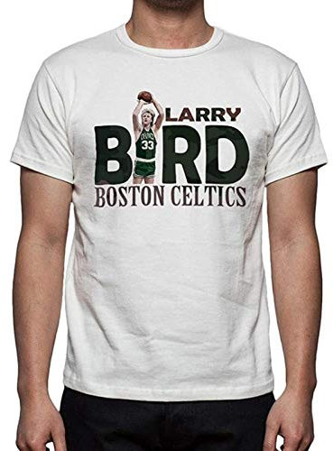 Mens Basketball T Shirt Jersey Larry Bird The Legend Round Neck Short Sleeves Tops Clothing White 3XL