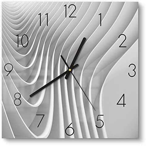 DEQORI Glasuhr | 30x30 cm | Motiv Lamellendesign | ausgefallene leise Design Uhr aus Glas | Wanduhr für Wohnzimmer & Küche | moderne Hingucker Uhr für die Wand