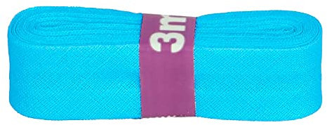 Schrägband 3m x 20mm Baumwolle gefalzt 60 Farben Einfassband Saumband, Farbe:284 aquablau