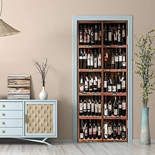 Türtapete Weinschrank Weinregal Bar 77 X 200 Cm Selbstklebend Türposter 3D Türaufkleber Fototapete 3D Effekt Türfolie Wandtattoo Wandbild - Diy Wohnzimmer Schlafzimmer Büro Wohnkultur Dekoration - Tü