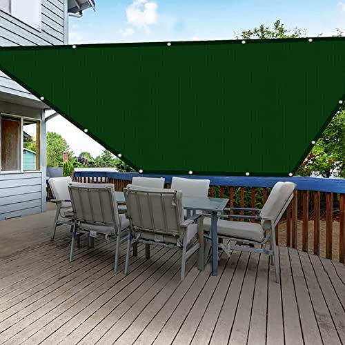 Tenda a Vela Rettangolare 5 x 10 m Resistente agli Agenti atmosferici Impermeabile Tela Parasole con Kit di Fissaggio e anelli per Esterno, Piscina, Verde Scuro
