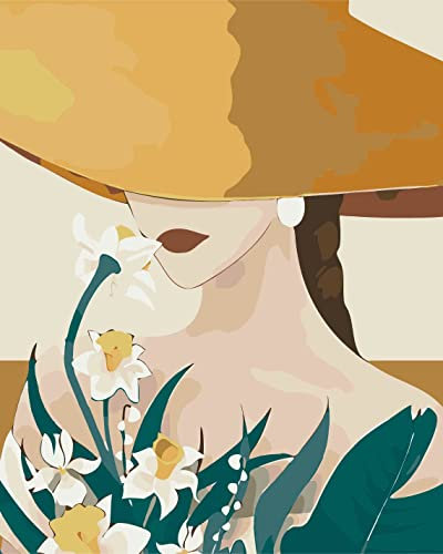 Fan House Peinture par Numero Adulte Enfants, Kit Peinture Adulte Comprend des Peintures Acryliques et des 4 Pinceaux - Fille de la Mode Sans Cadre (40x50 cm)