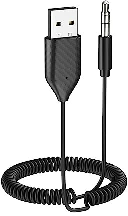 Bluetooth Aux Adapter, Car Aux Bluetooth Receiver USB Audio Adaptor with 3.5mm Jack for Car or Home Stereo Music Streaming Built-in Microphone
