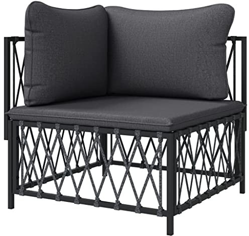 Tidyard Garten-Ecksofa Gartensofa Sitzgruppe Sofa-Garnitur Gartenmöbel Sofa Lounge Rattanmöbel Rattansofa Ecksessel Loungesofa Gartenset mit Kissen Anthrazit Gewebe