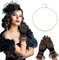Sibba Damen Fascinatoren Hüte Federn Schleier Netzhut Spitze Handschuhe Perlen Choker Halskette Teeparty Clip Kopfschmuck Haarschmuck Für Party Kirche Hochzeit 3 Stück Schwarz