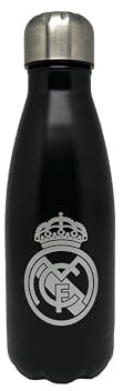 CYP Brands Real Madrid- Botella de agua de acero, Bidón, Cantimplora, Cierre Hermético, 550 ml, Color negro, Producto Oficial
