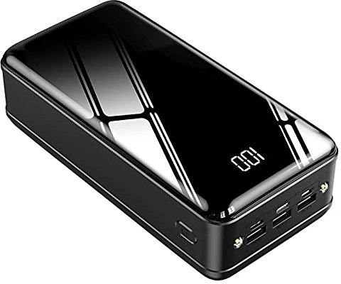 Power Bank, Caricabatterie Portatile da 100000 mAh con Uscite e Ingressi, Caricabatterie Rapido per iPhone con Torcia Batteria Esterna USB C ad Altissima Capacità(Size:Nero,Color:40000Mah)