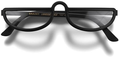 LONDON MOLE Brillen | Brainy Lesebrille | Halbmondbrille | Coole Leser | Herren Damen Unisex | Vollrandbrille | Federscharniere | Mattschwarz | Vergrößerung +1,5