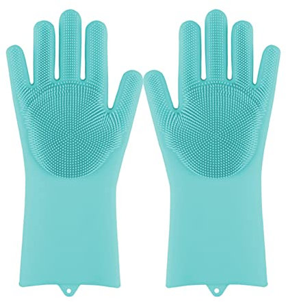 Gant De Nettoyage Magic Silicone Lave-vaisselle Gants de lavage Dépoussiérage Éponge Éponge Caoutchouc Grotte Gants Cuisine Outils de nettoyage 1 paire douce Gant De Nettoyage Voiture ( Size : SkyBlue