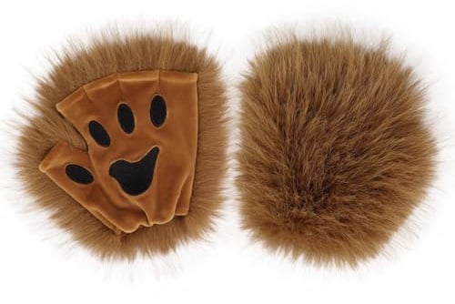 hbbhml Kunstpelz Pfote Handschuhe Flauschige Katze Krallen Halloween Weihnachten Party Karneval Kostüm Cosplay Zubehör für Mädchen Frauen