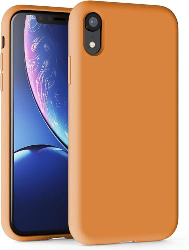 TAXXOE Silicone Case with iPhone XR Case Soft Ultra Slim Protective Shockproof Liquid Silicone Phone Case,Anti-Scratch Microfiber Lining,6.1 inch-Orange