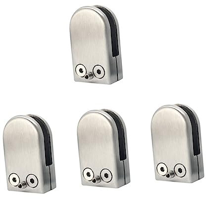 Mikikit 4 Stück Regalhalterung Aus Glas Glasclip-klemmregalhalter Regalstützen Glasklemmen Aus Edelstahl Glasgeländer Regalhalterungen Aus Metall Balustraden Aus Metall Fenster Laminieren