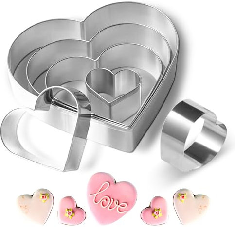 6 Stück Herz Ausstechformen Set (11.6-2.5cm), Groß und Mini Keksausstecher Fondant Ausstecher, Lustig Herz Ausstechformen Kinder Ausstecher Brot und Gemüse Kinder, Plätzchen Ausstecher Cookie Cutter
