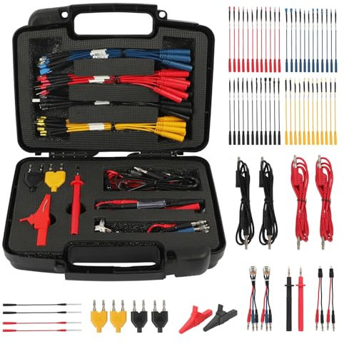 AUTOOL 68PCS Multimeter Test Leads Kit, Test Leads with Replaceable Wire Piercing Probes, 32A/1000V Alligator Clips, Banana Plug Adapters, Jumpers, Extension Male to Female Connector 4mm Banana Plug