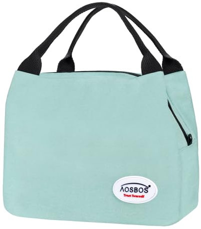 AOSBOS Sac Repas Isotherme pour Femme Homme, Sac à Déjeuner Lunch Bag Portable, Vert Menthe