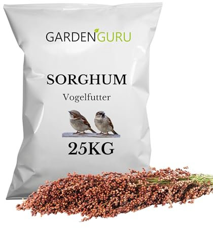 Sorghum Hirse Vogelfutter 25 kg Ergänzung Wildvögel Wellensittich Kanarien kohlenhydrat- und nährstoffreiches, ganzjähriges Vogelfutter Energiequelle für Wild- und Kleinvögel