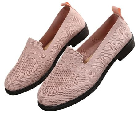 kosopse Damenschuhe Wandern Einzelschuhe mit gestrickten elastischen Einzelschuhen Sommerkind Schuhe Damen Boots (Pink, 36)