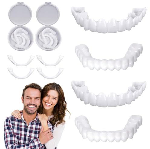 Zahnersatz Selber Machen 2 Paare Veneers Gefälschte Zähne Für Zahnaufhellung, Kosmetische Zahnspange Provisorischer Zahnersatz Oben Unten, Künstliche Zähne Zum Aufstecken Für Männer Frauen