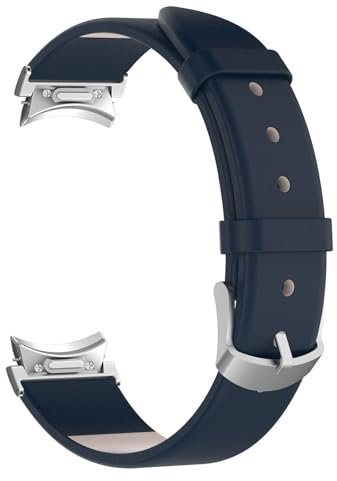 Leder Armbänder Kompatibel mit Samsung Galaxy Watch 7 6 5 4 40mm 44mm Lederarmband für Damen Herren, Lederarmbänder Ersatzarmband Sportarmband Uhrenarmband Lederband (Blau)