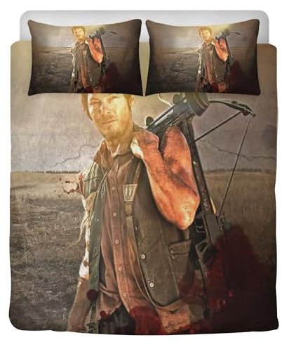 STARSAY Walking Dead Bettwäsche Mit Reißverschluss Bettbezüge und 2 Kissenbezug Schlafzimmer dekorative Mikrofaser Bettwäsche-Sets Atmungsaktiv (Daryl Dixon)