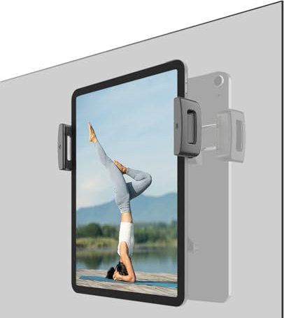 Potente soporte de pared con ventosa para iPad y tablet para espejo, azulejos brillantes, soporte para almohadillas para baño, cocina, gimnasio, yoga, maquillaje, soporta 3 almohadillas adicionales