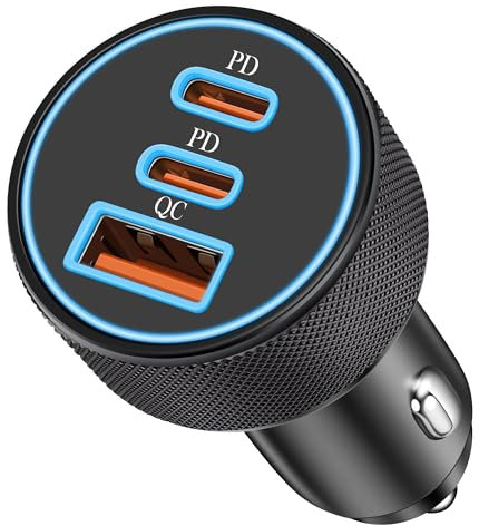67W Allume Cigare Chargeur USB C, LUOSIKE 3-Port Adaptateur Chargeur Voiture USB-C et USB-A PD/QC Prise 12V Rapide Charge pour iPhone 16/16e/15/14/13 Pro Max, Samsung Galaxy S25/S24/S23, Pixel 9/8